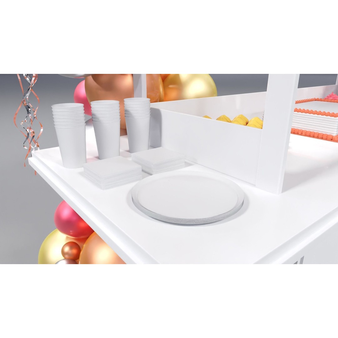 Wooden Party Candy Cart 3D Model – Festive Display Stand, FBX - View 9