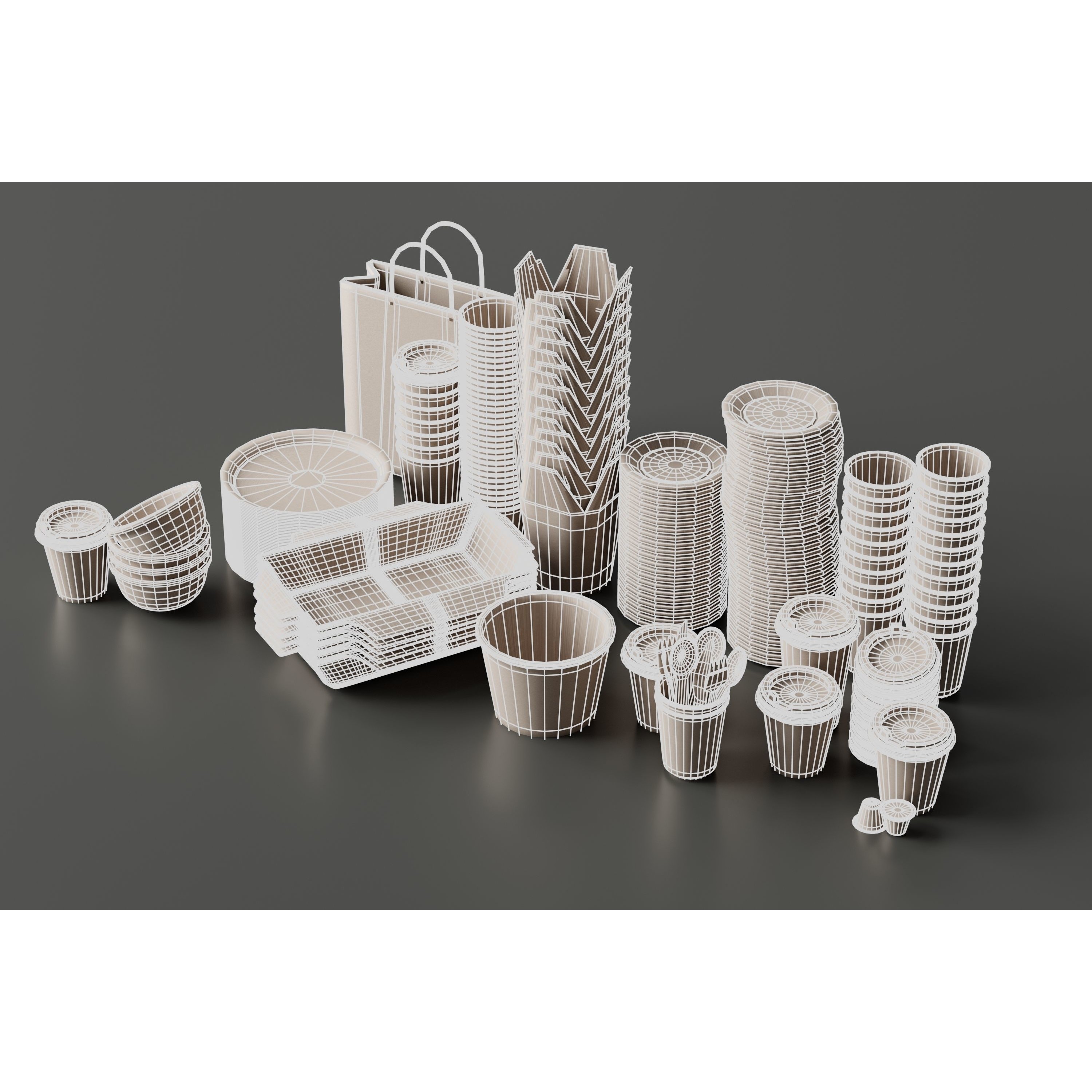 Eco Friendly Tableware Collection - Low-Poly 3D Model - View 10