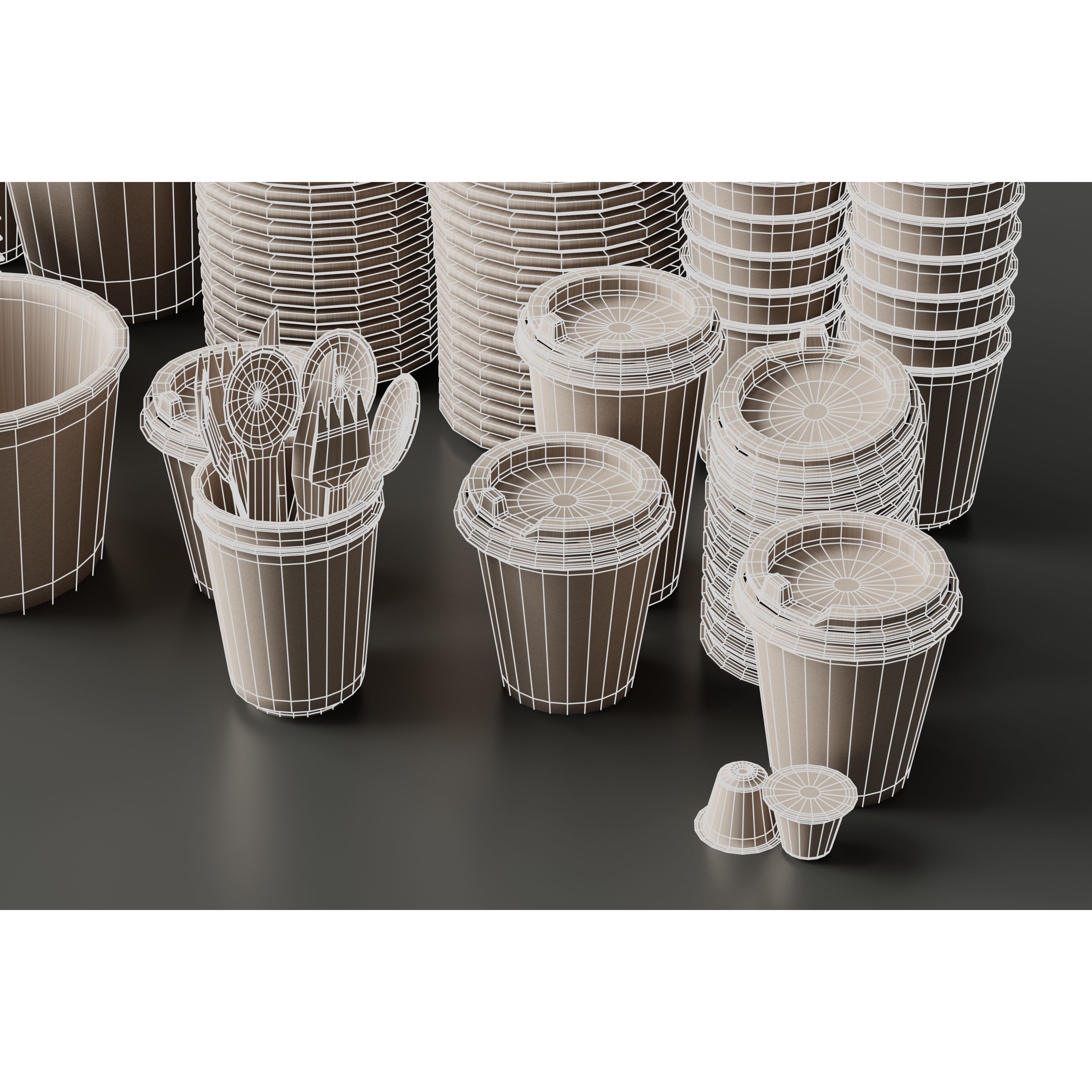 Eco Friendly Tableware Collection - Low-Poly 3D Model - View 11