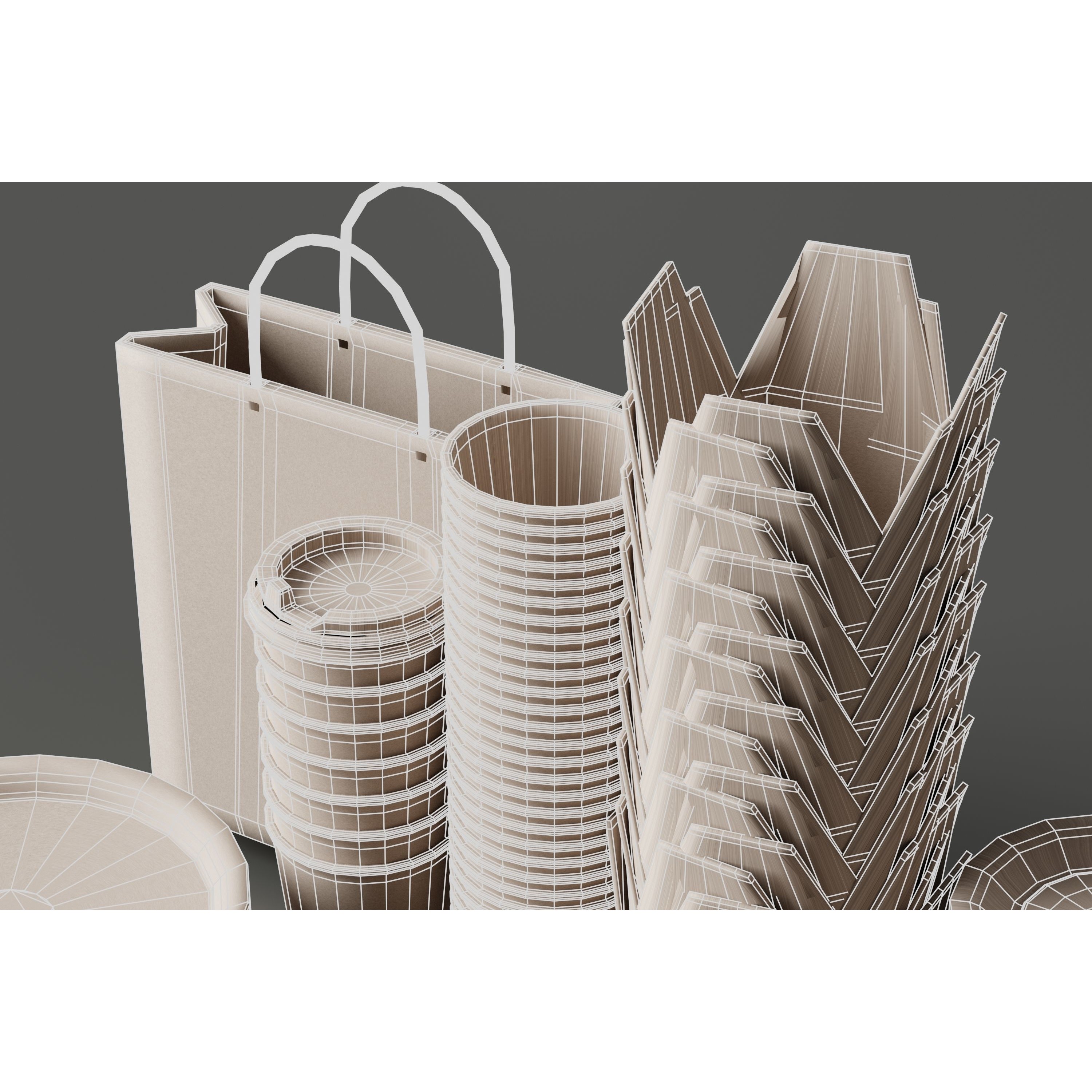 Eco Friendly Tableware Collection - Low-Poly 3D Model - View 14