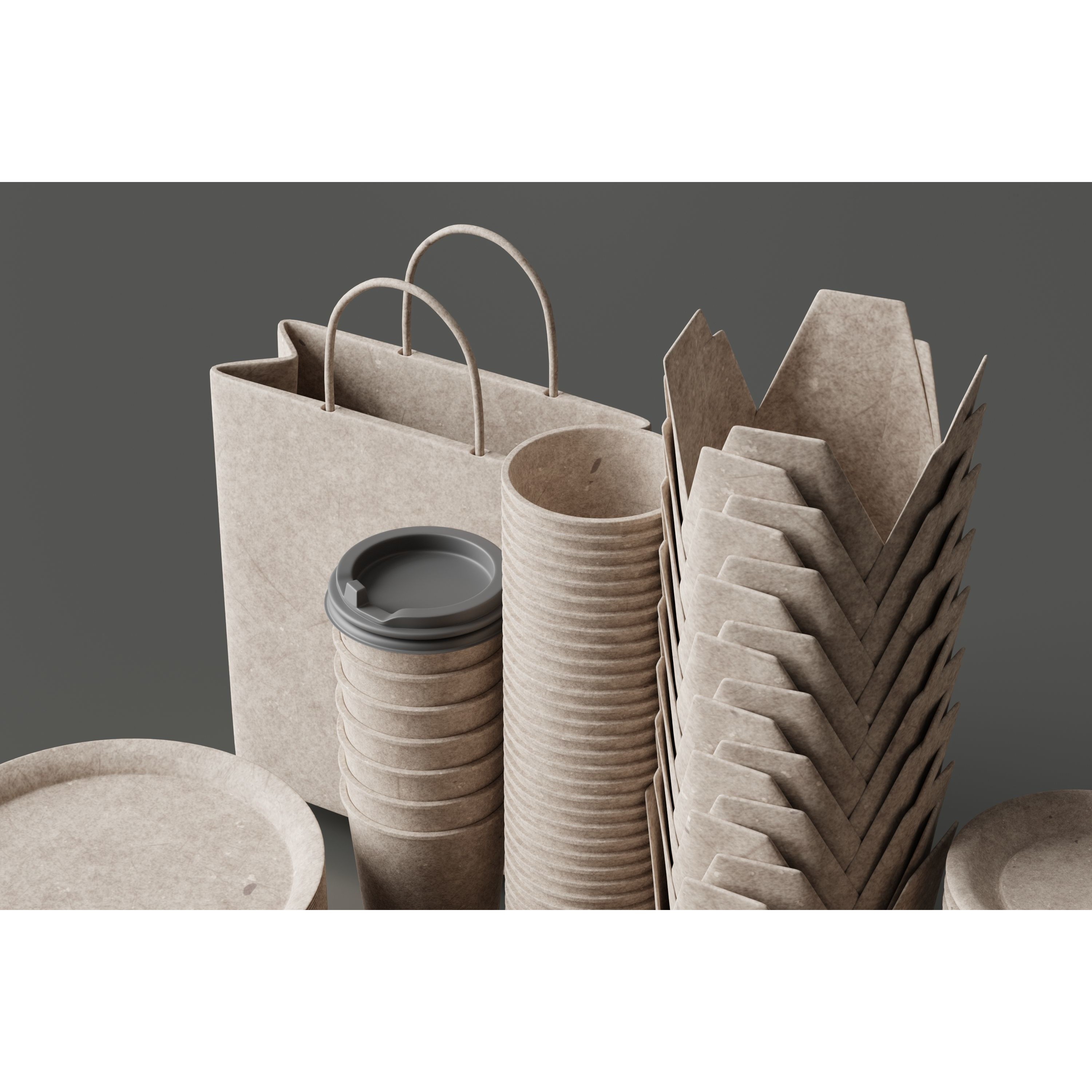 Eco Friendly Tableware Collection - Low-Poly 3D Model - View 6