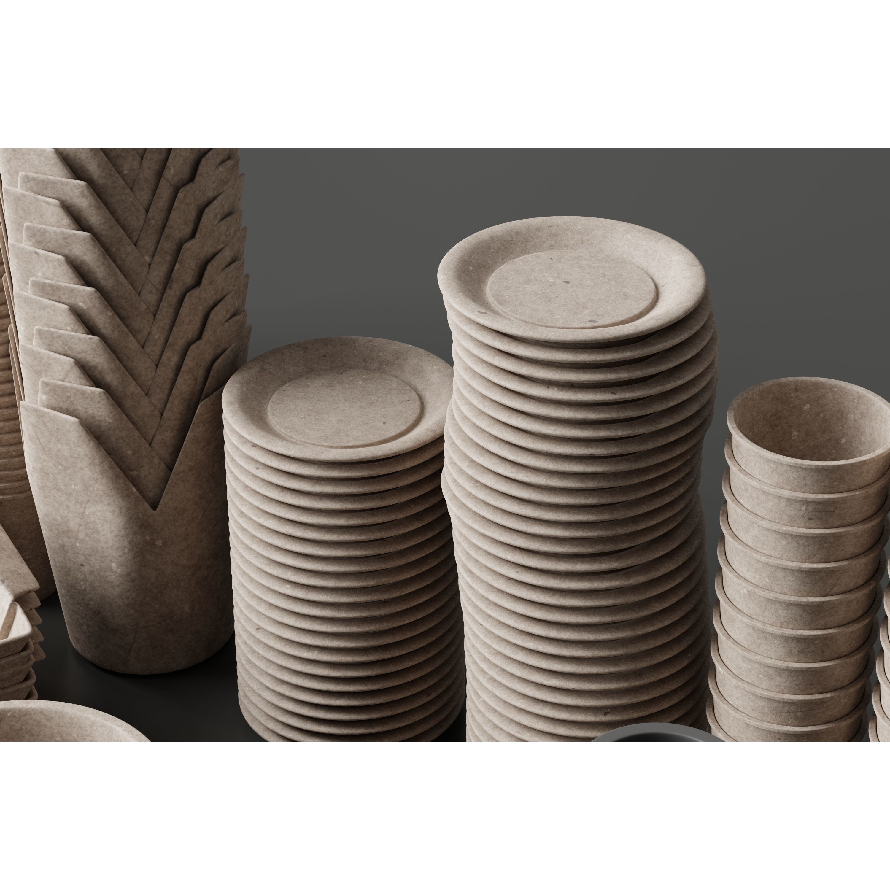 Eco Friendly Tableware Collection - Low-Poly 3D Model - View 7