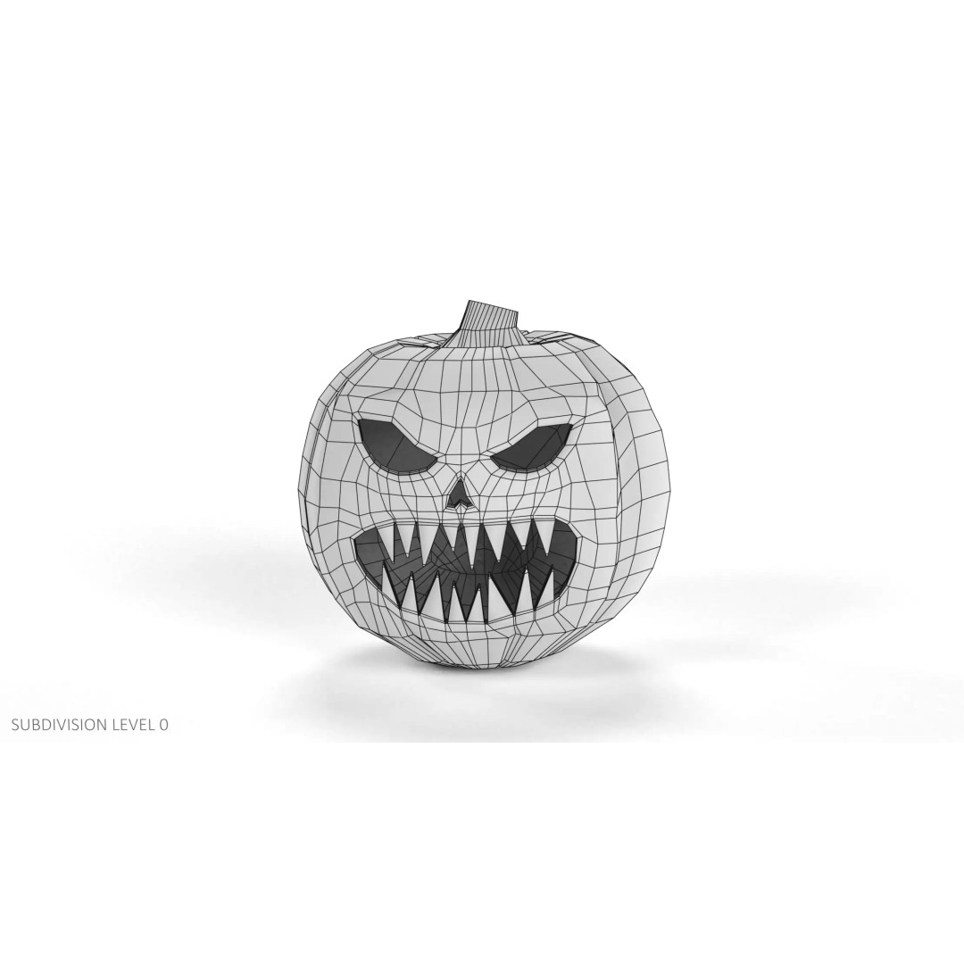 Carved Jack-O-Lantern 3D Model – Spooky Pumpkin, PBR Textures, Blender - View 10