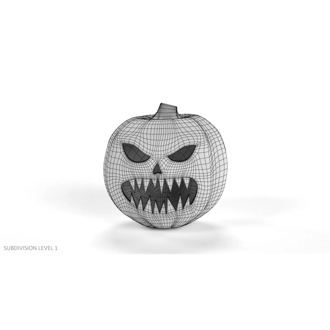Carved Jack-O-Lantern 3D Model – Spooky Pumpkin, PBR Textures, Blender - View 11