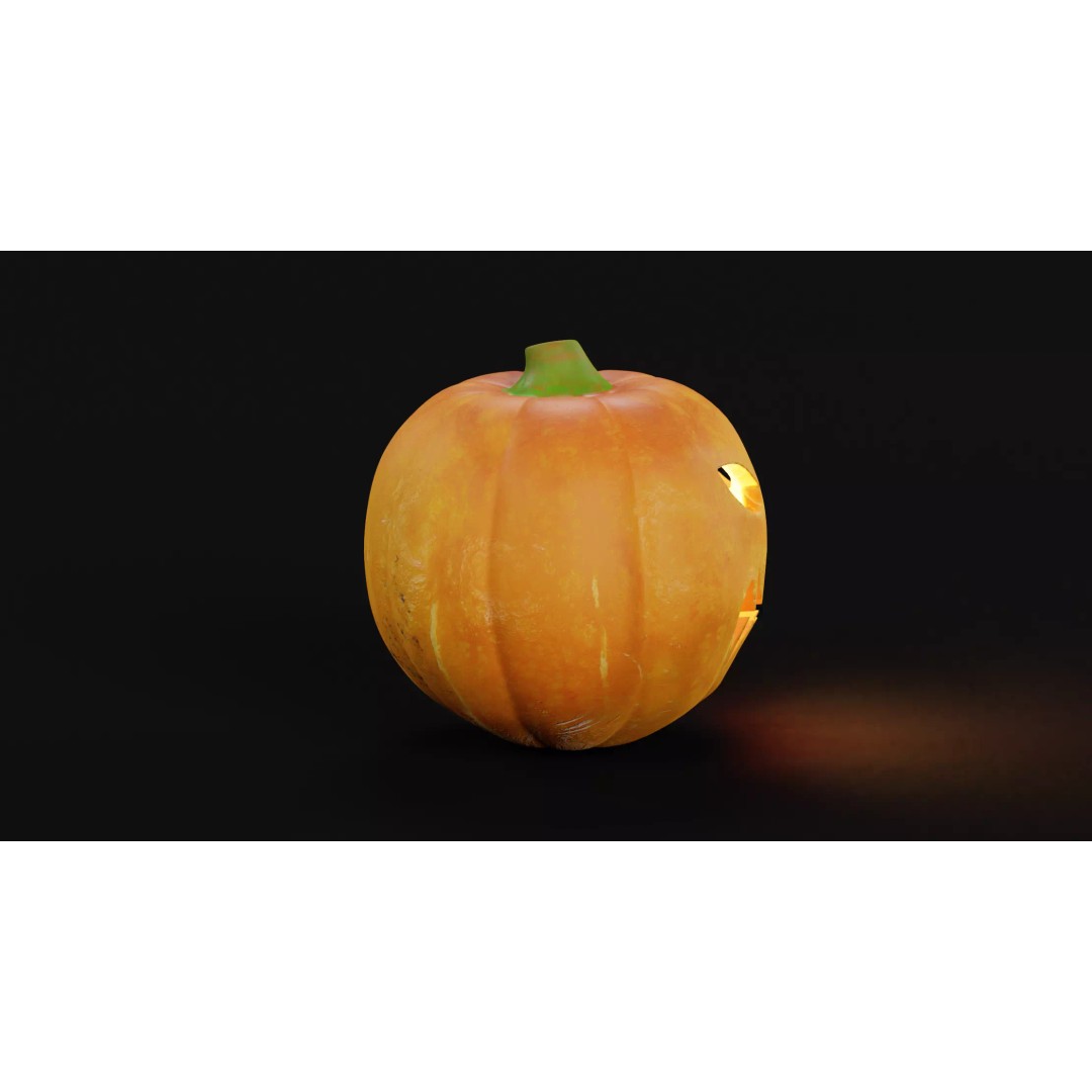 Carved Jack-O-Lantern 3D Model – Spooky Pumpkin, PBR Textures, Blender - View 5
