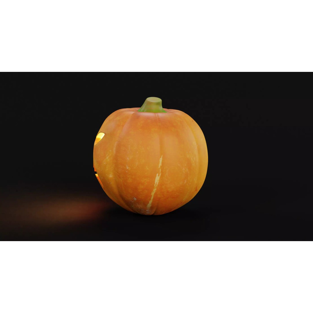 Carved Jack-O-Lantern 3D Model – Spooky Pumpkin, PBR Textures, Blender - View 7