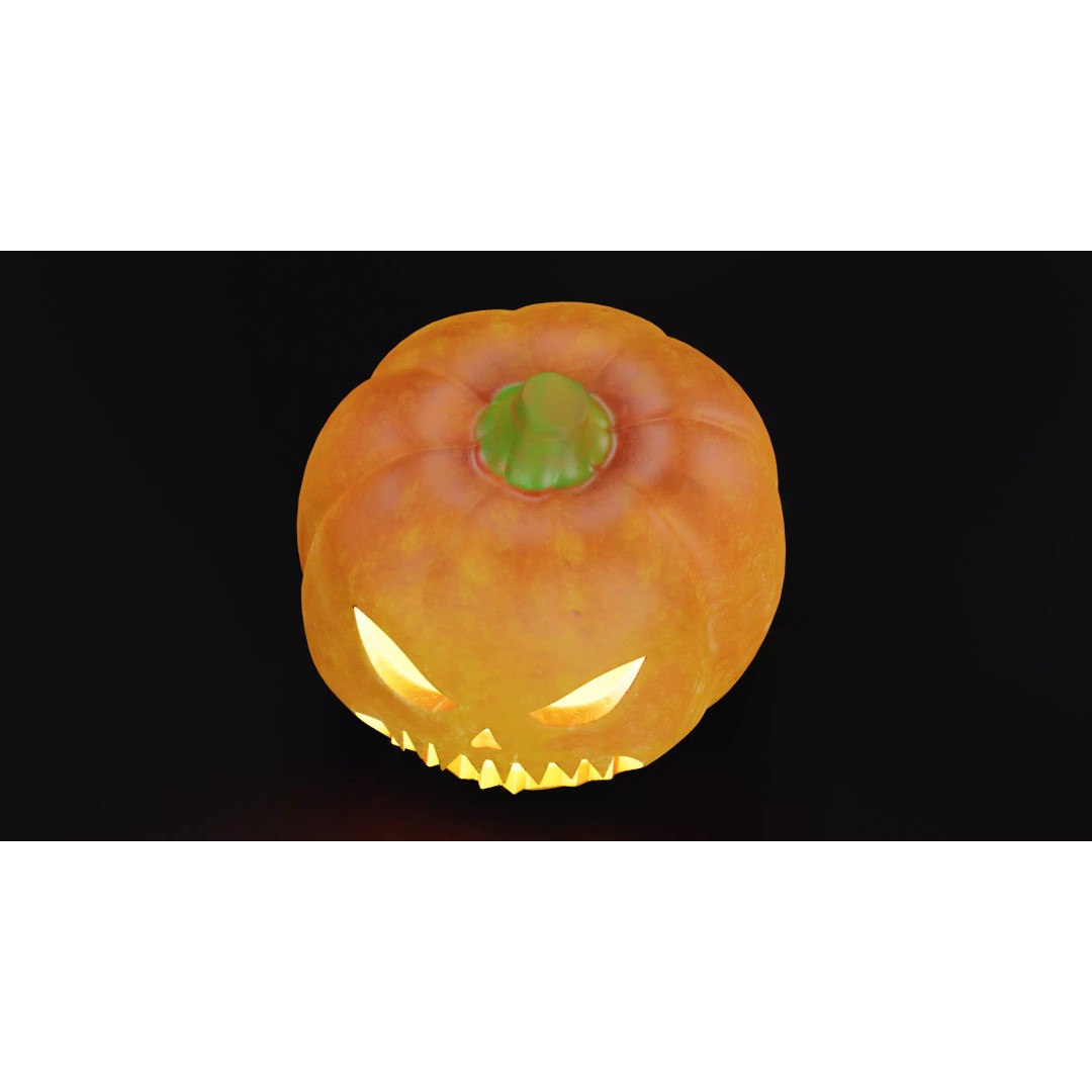 Carved Jack-O-Lantern 3D Model – Spooky Pumpkin, PBR Textures, Blender - View 8