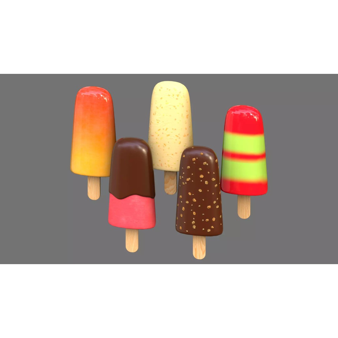 Ice Cream Bar 3D Model – Low Poly Game Asset, FBX, OBJ - View 2