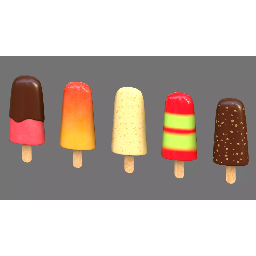 Ice Cream Bar 3D Model – Low Poly Game Asset, FBX, OBJ - View 3