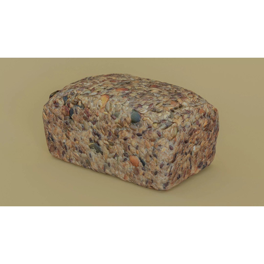 Seeded Bread Loaf 3D Model – Low Poly Photogrammetry Asset, FBX - View 16