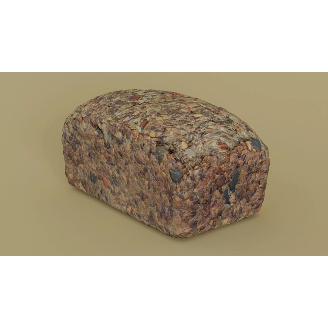 Seeded Bread Loaf 3D Model – Low Poly Photogrammetry Asset, FBX - View 2
