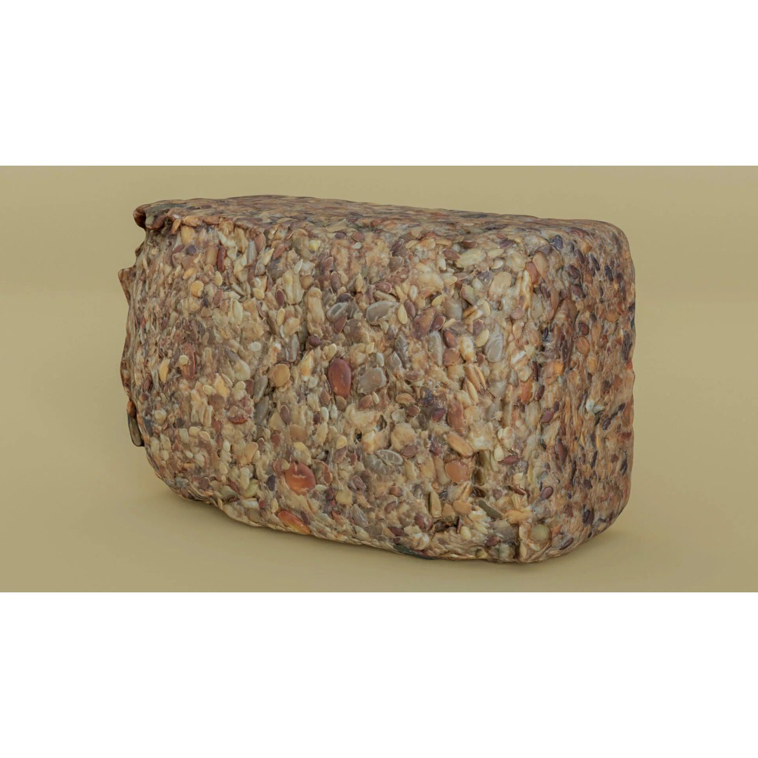 Seeded Bread Loaf 3D Model – Low Poly Photogrammetry Asset, FBX - View 21