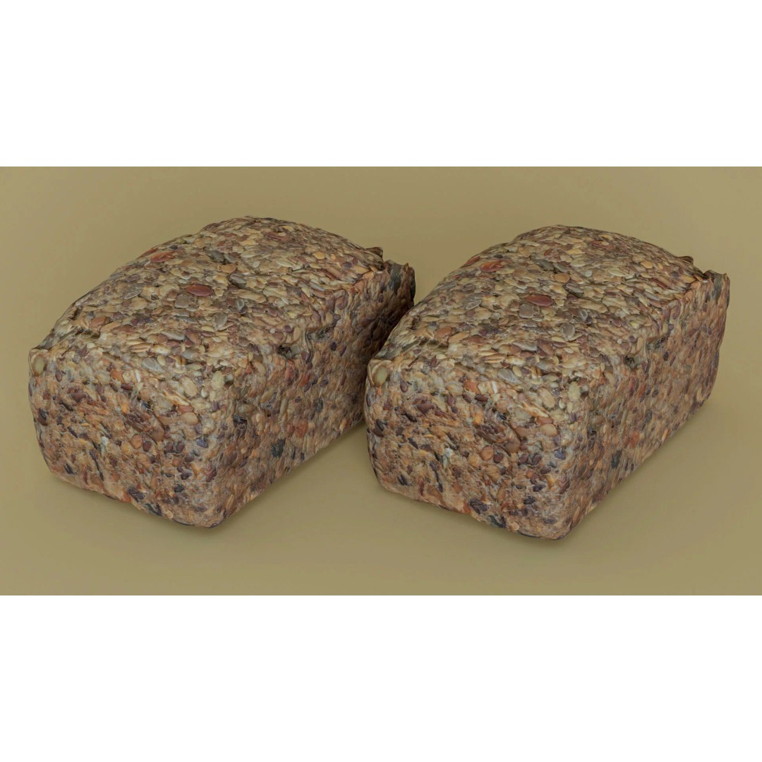 Seeded Bread Loaf 3D Model – Low Poly Photogrammetry Asset, FBX - View 3