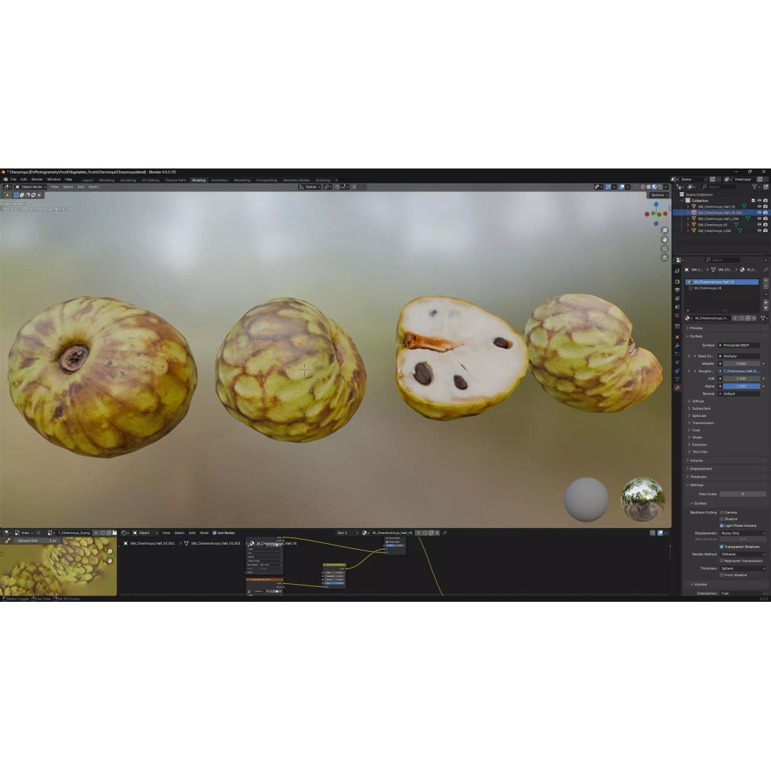 Cherimoya 3D Model – Low Poly Game Asset, PBR Textures, FBX - View 9