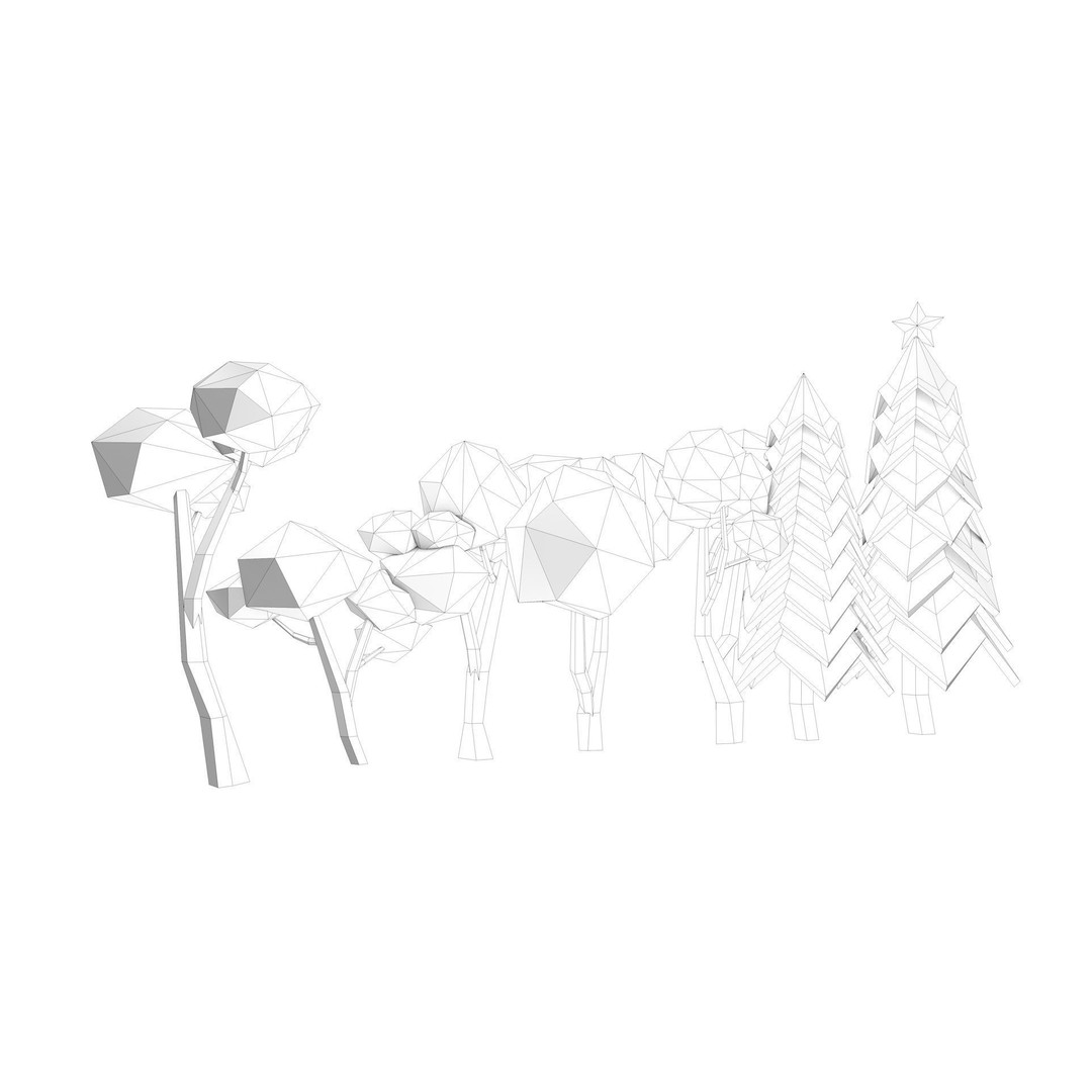 Polygon Tree 3D Model – Low Poly Collection for Nature Scenes - View 13