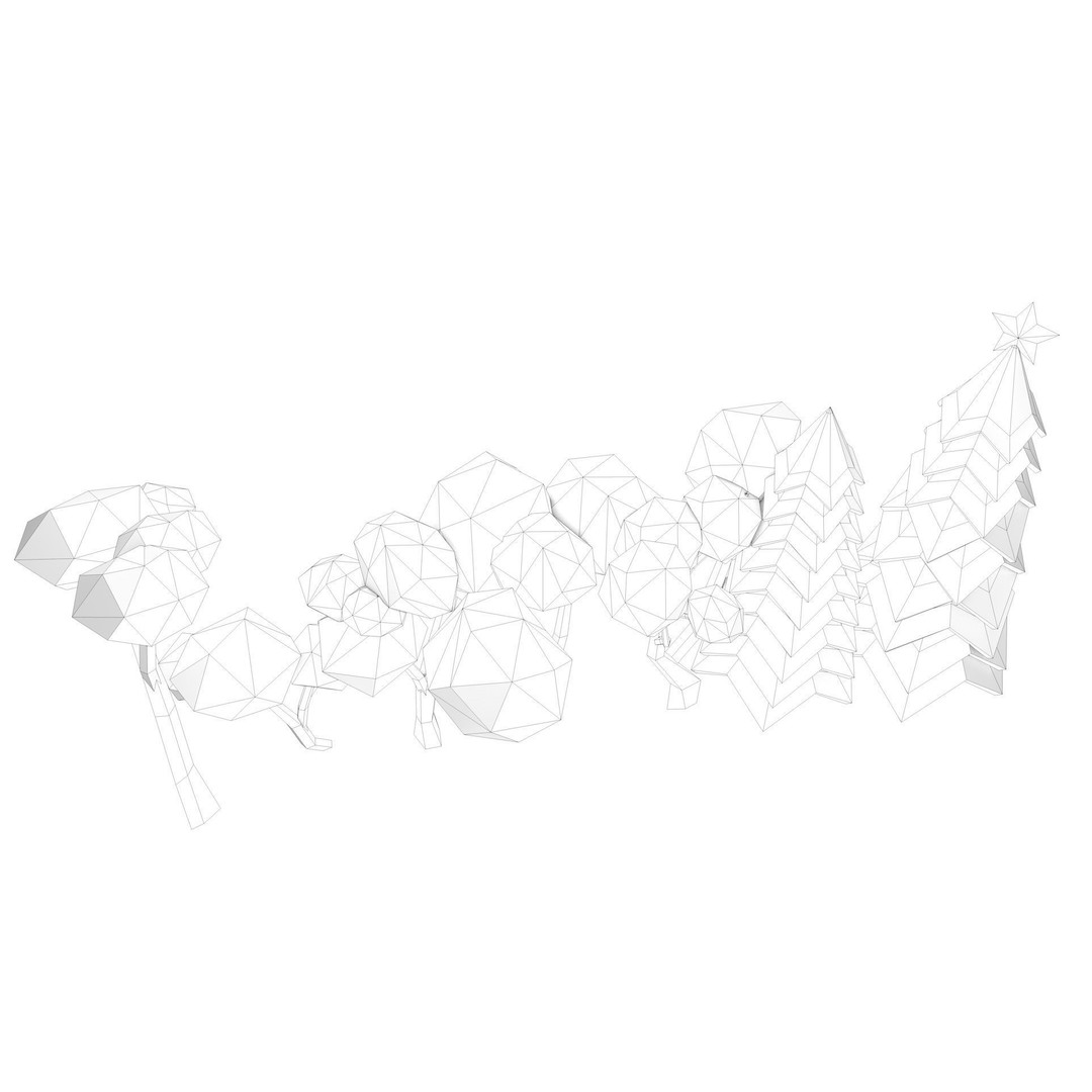 Polygon Tree 3D Model – Low Poly Collection for Nature Scenes - View 14