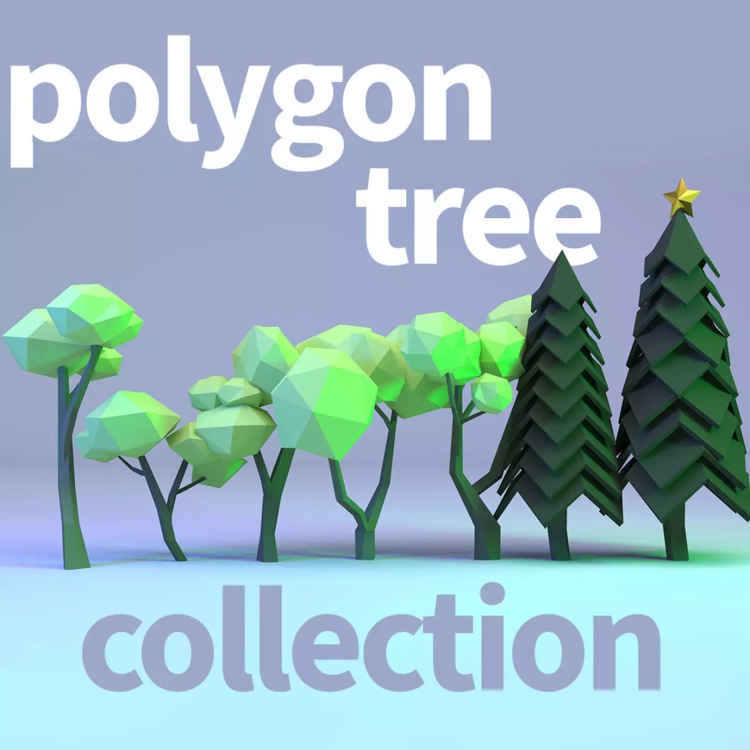 Polygon Tree 3D Model – Low Poly Collection for Nature Scenes - View 2