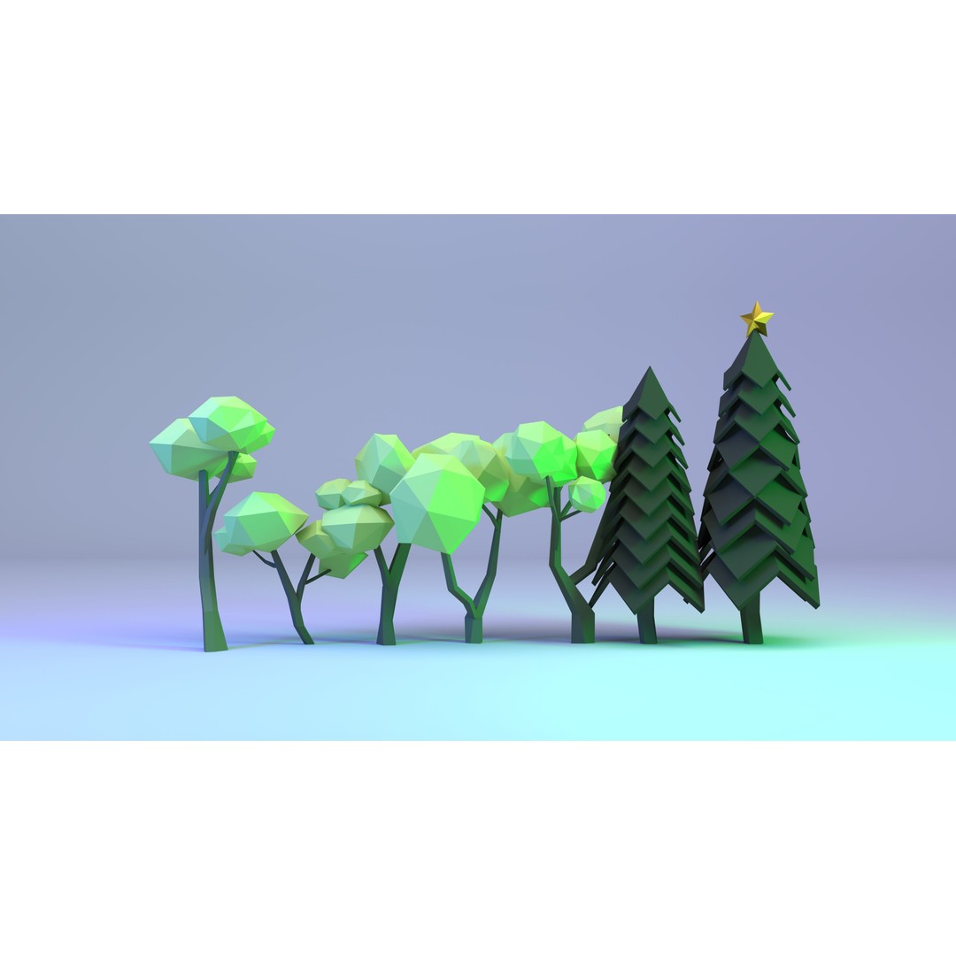 Polygon Tree 3D Model – Low Poly Collection for Nature Scenes - View 3