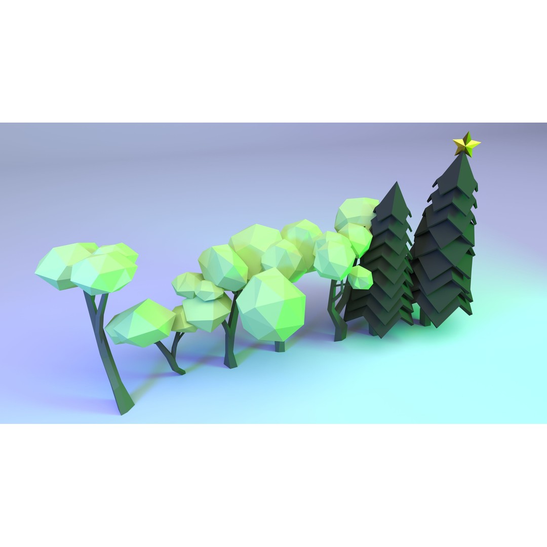 Polygon Tree 3D Model – Low Poly Collection for Nature Scenes - View 4