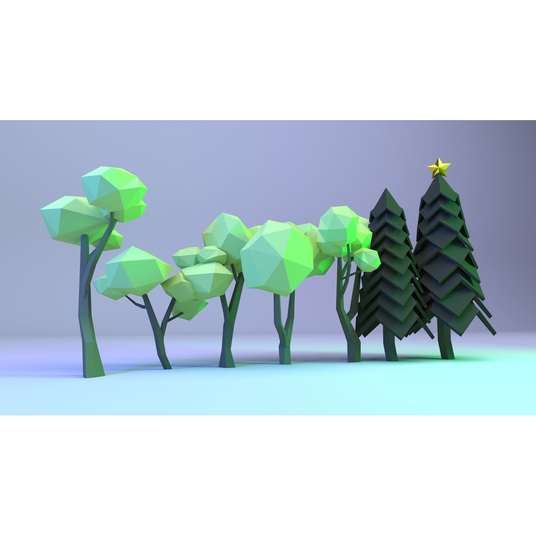 Polygon Tree 3D Model – Low Poly Collection for Nature Scenes - View 6