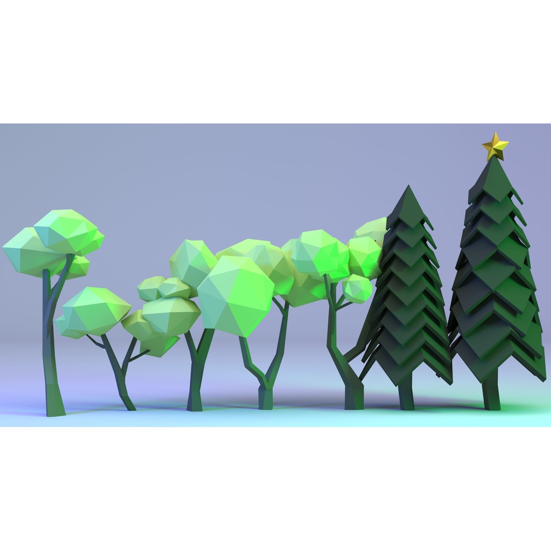 Polygon Tree 3D Model – Low Poly Collection for Nature Scenes - View 7