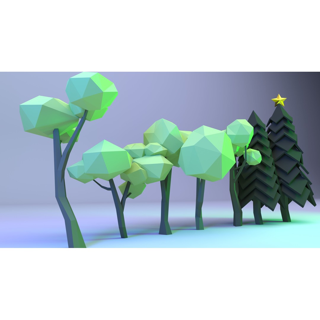 Polygon Tree 3D Model – Low Poly Collection for Nature Scenes - View 9