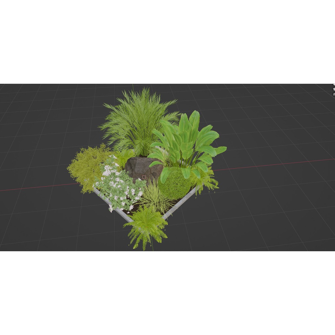 Outdoor Garden Plants 3D Model – PBR Materials, Blender Formats