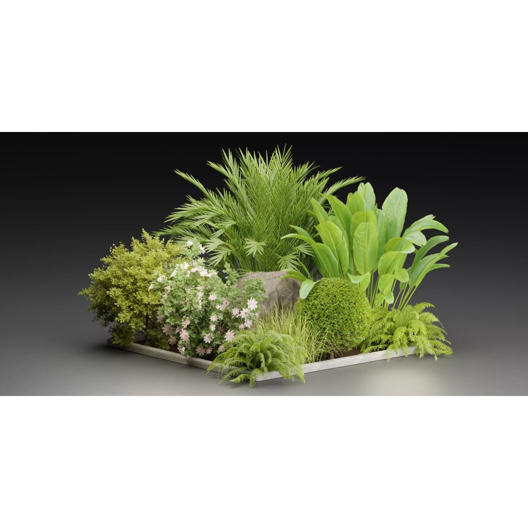 Outdoor Garden Plants 3D Model – PBR Materials, Blender Formats - View 2