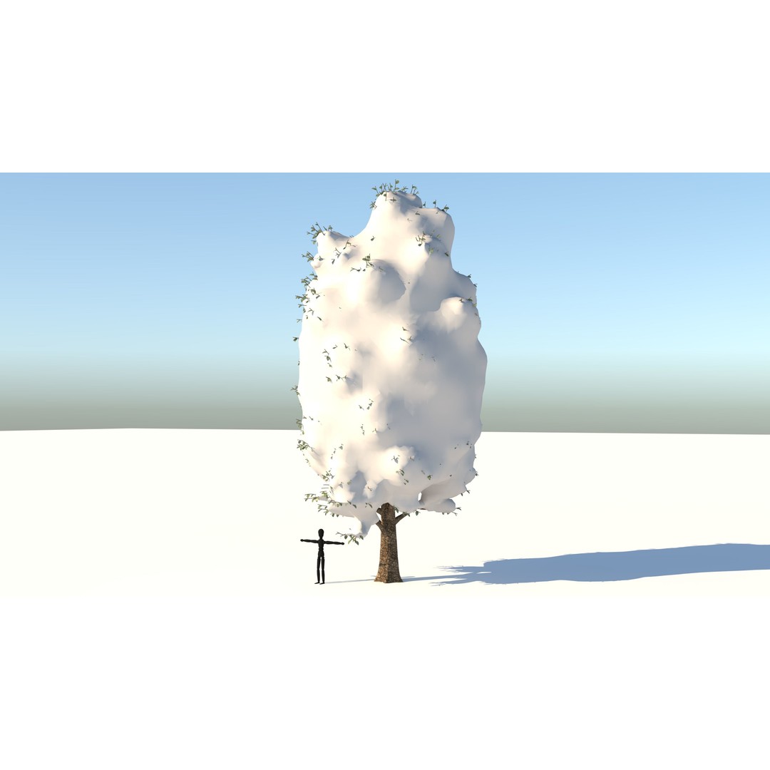 Snow Carolina Poplar Tree 3D Model – Realistic Vegetation Asset, C4D, FBX, OBJ - View 5