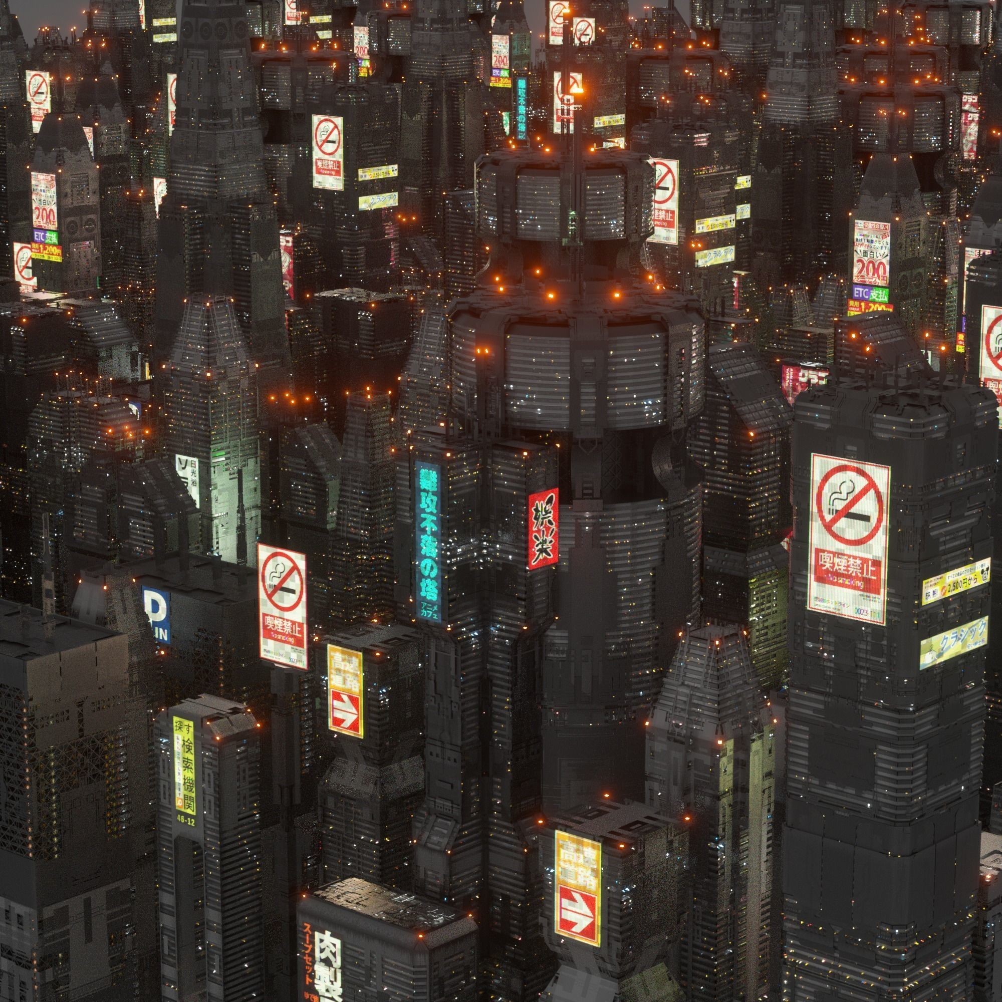 Sci-Fi Cyberpunk Low-Poly Building Kitbash - Game-Ready 3D Model - View 4