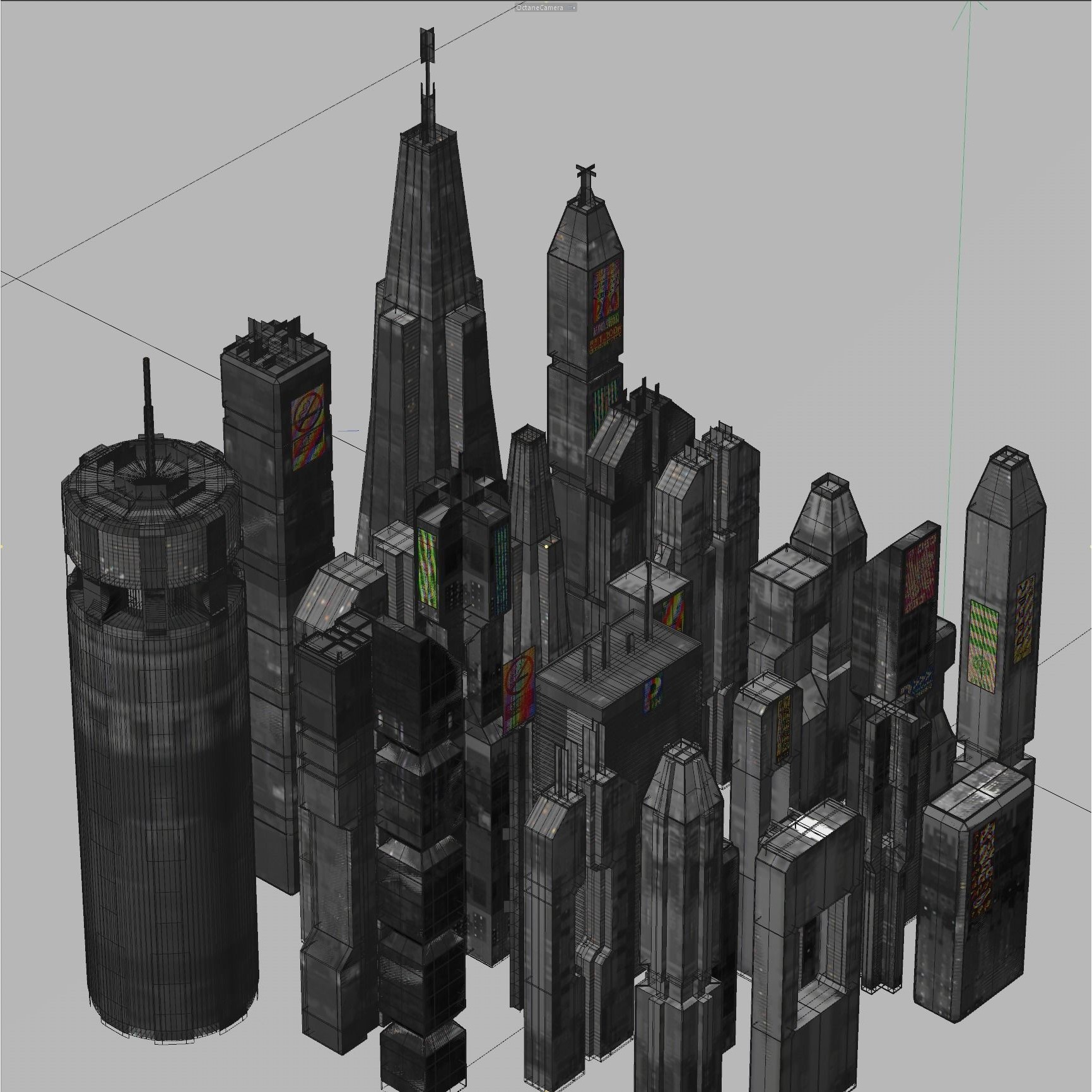 Sci-Fi Cyberpunk Low-Poly Building Kitbash - Game-Ready 3D Model - View 7