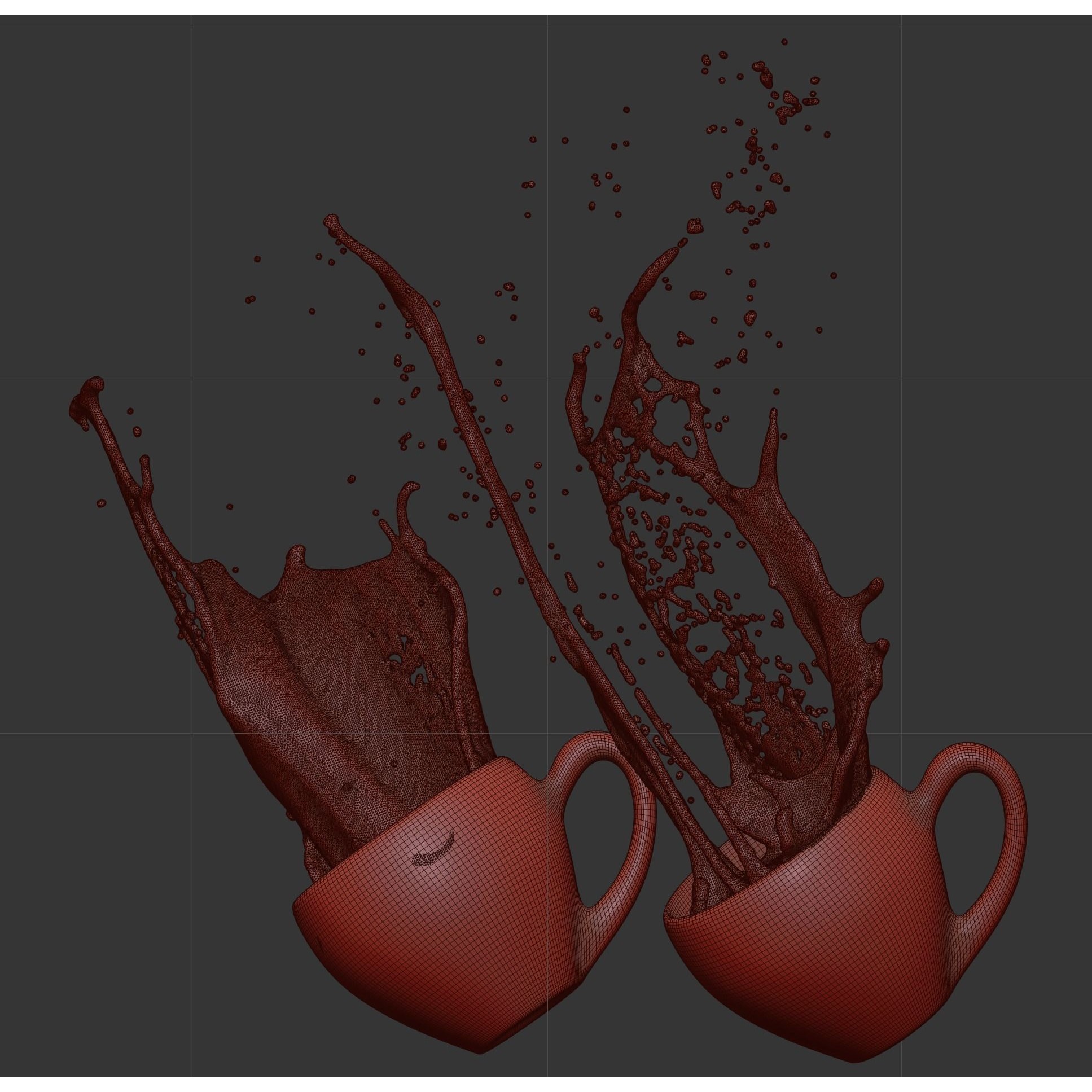 Coffee Cups with Splashes - High-Detail 3D Model - View 10