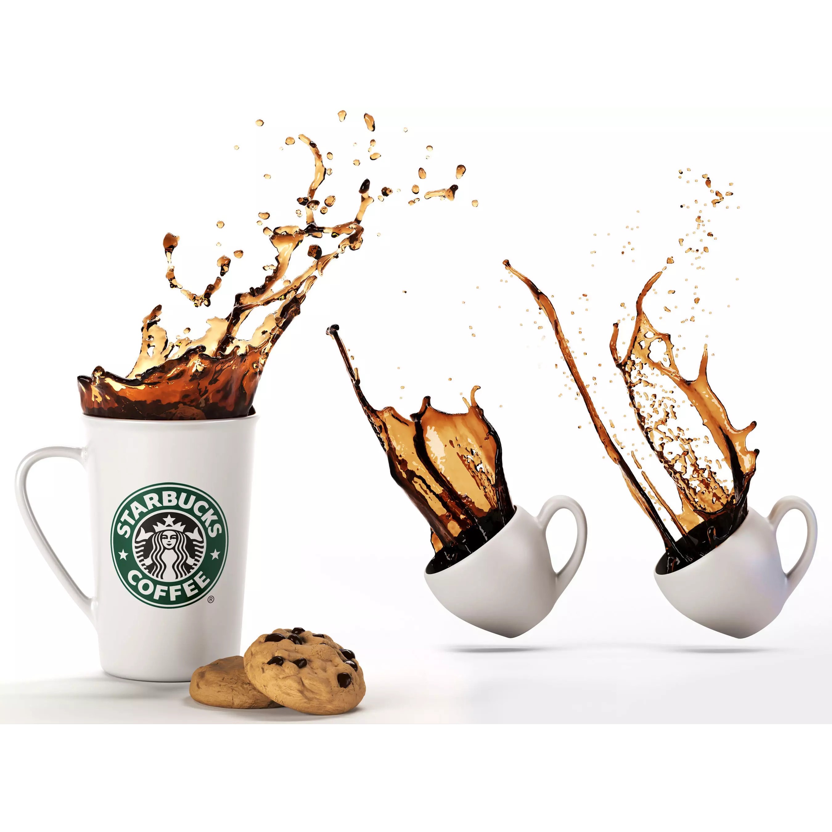 Coffee Cups with Splashes - High-Detail 3D Model - View 2