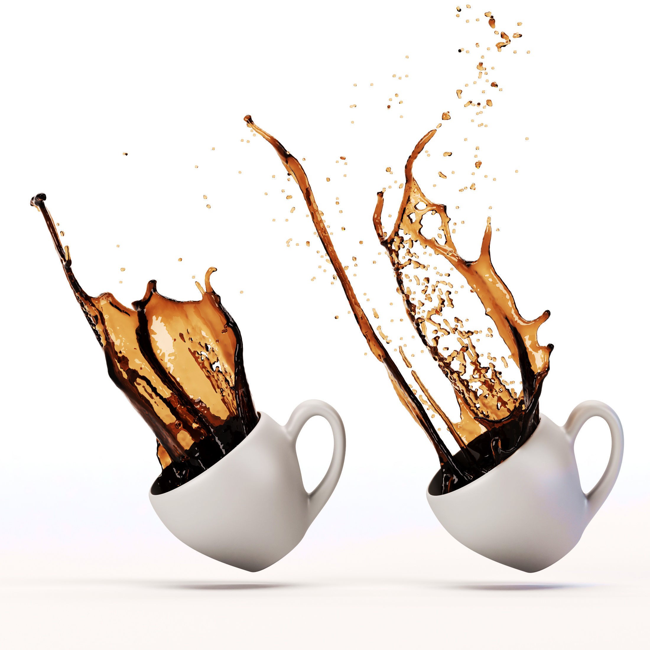 Coffee Cups with Splashes - High-Detail 3D Model - View 4