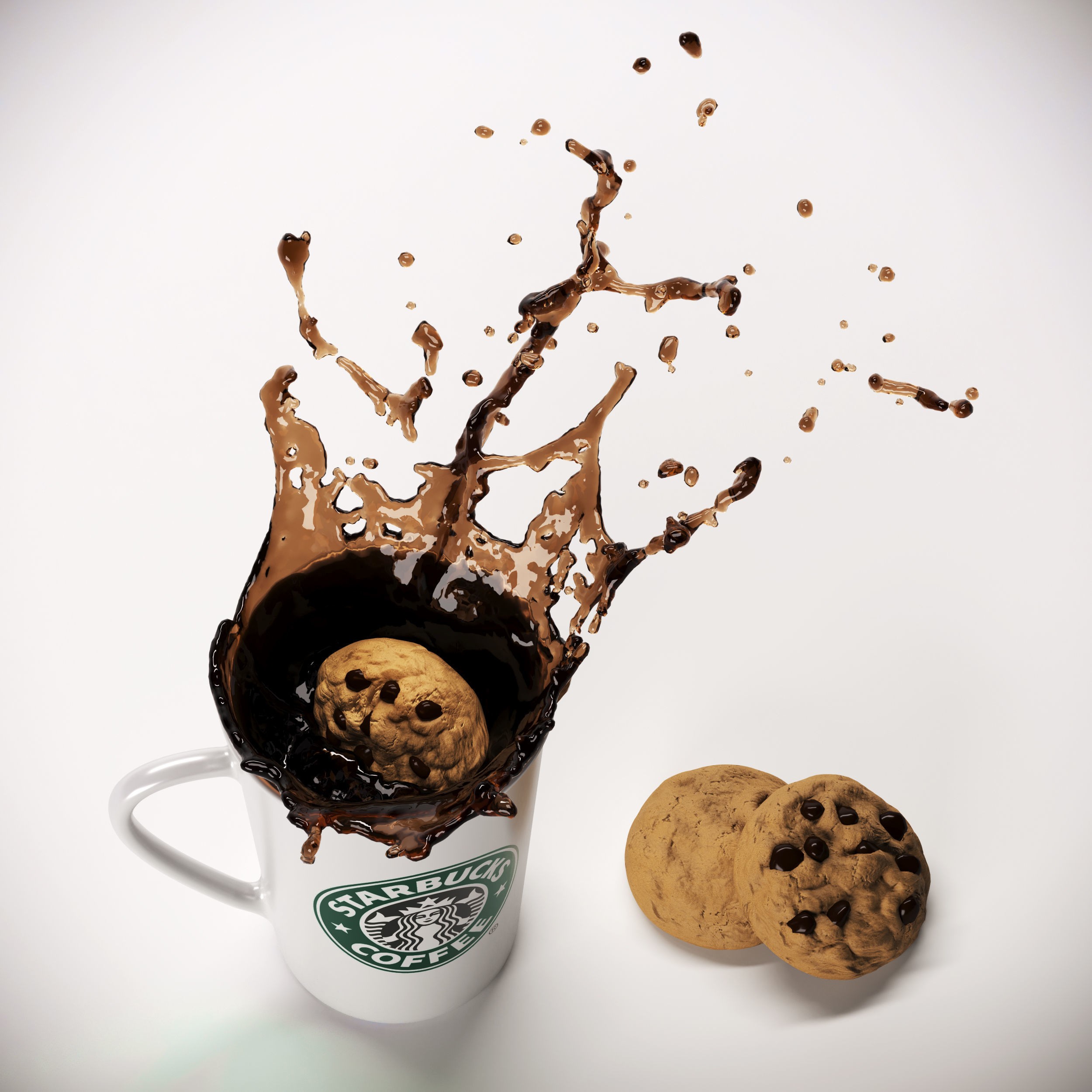 Coffee Cups with Splashes - High-Detail 3D Model - View 6