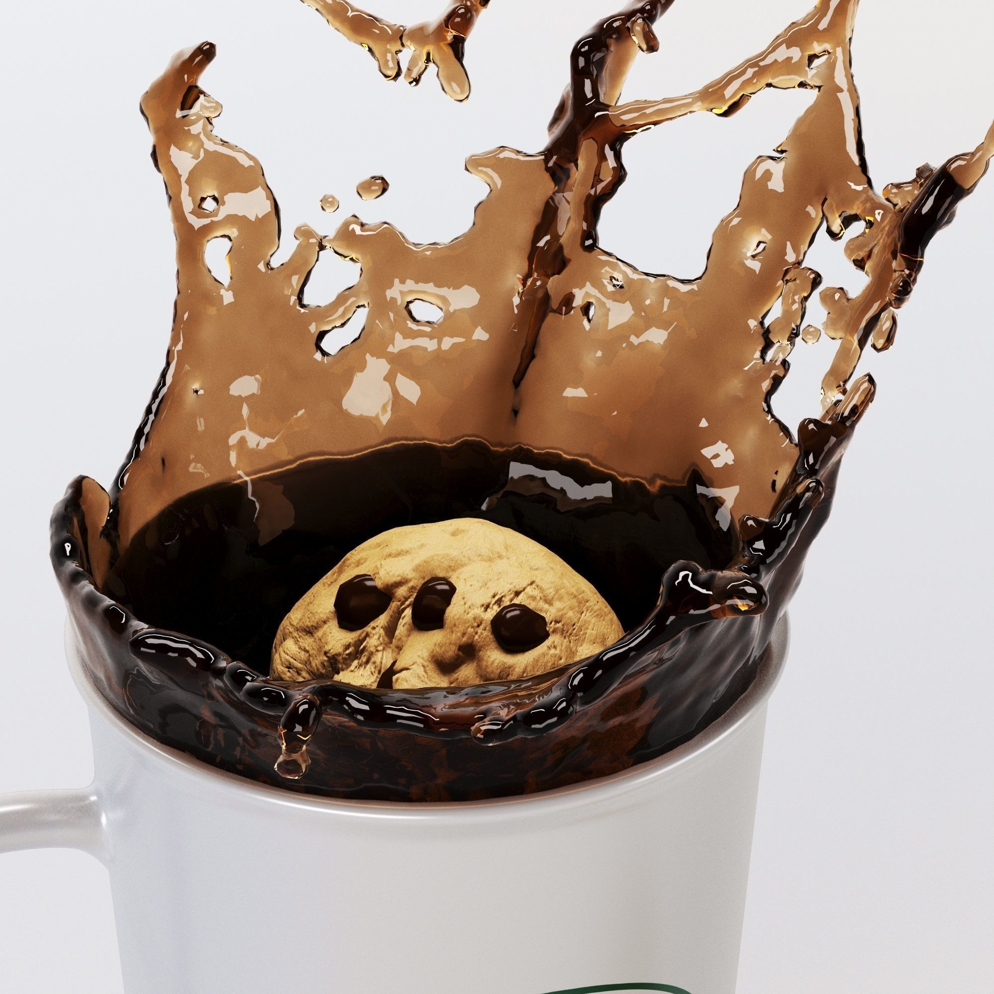Coffee Cups with Splashes - High-Detail 3D Model - View 7