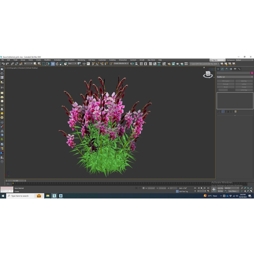 Gaura lindheimeri Pink 3D Model – Low Poly Game-Ready Asset, FBX - View 9
