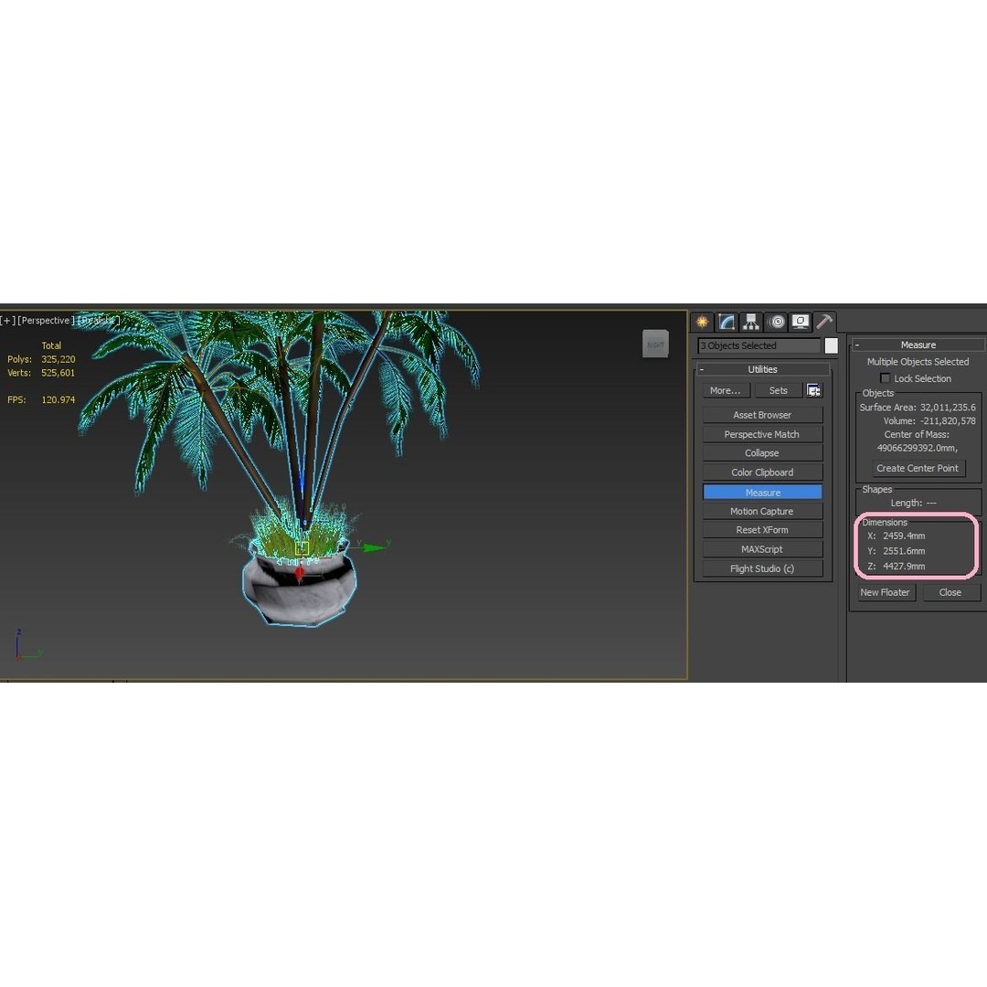 4 Palms 3D Model – Realistic Plant Asset with Textures, FBX, OBJ