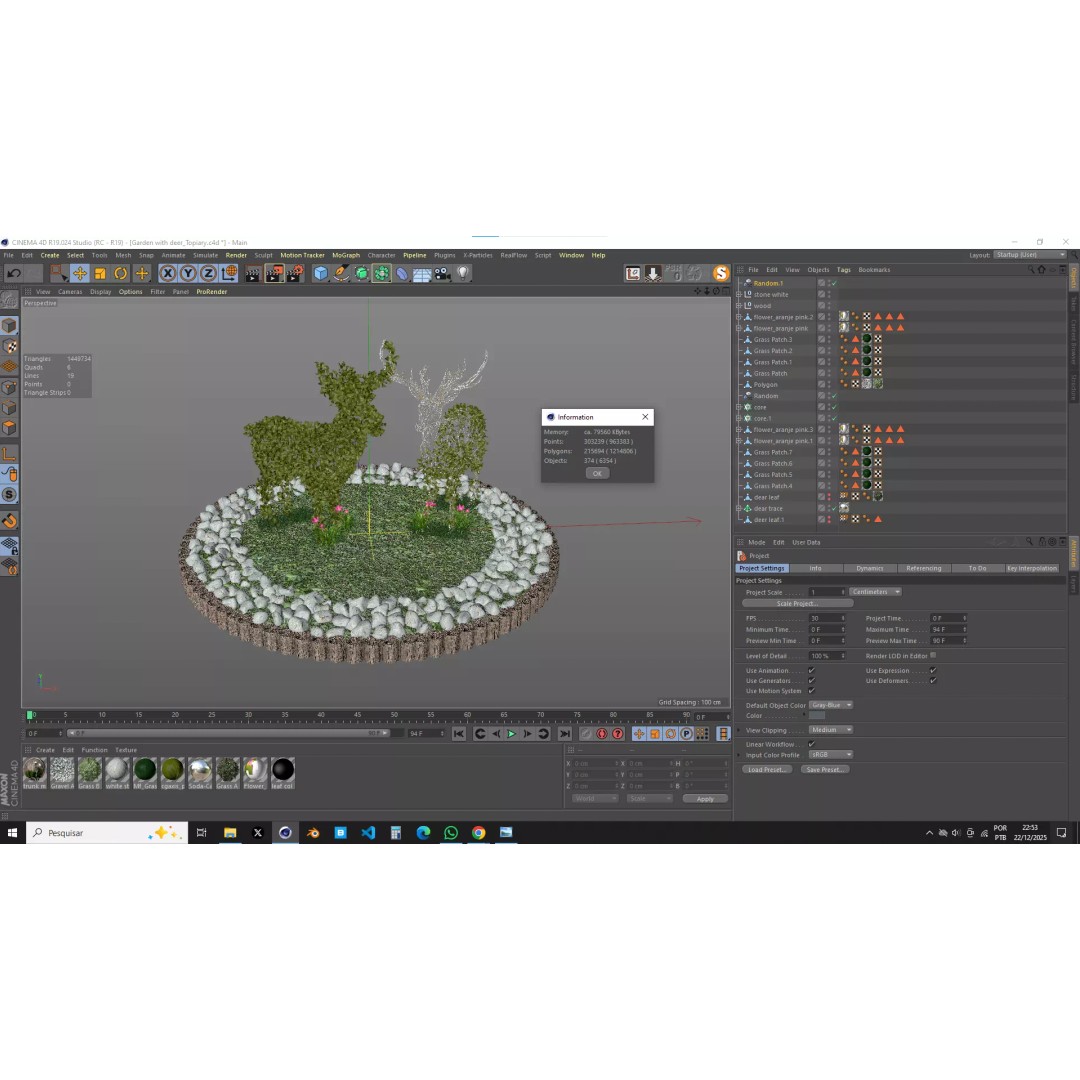 Deer Topiary 3D Model – PBR Textured Garden Asset, FBX, OBJ