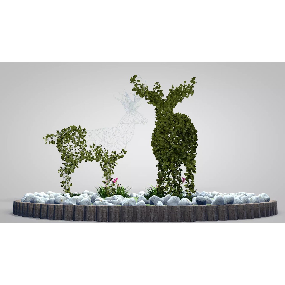 Deer Topiary 3D Model – PBR Textured Garden Asset, FBX, OBJ - View 12
