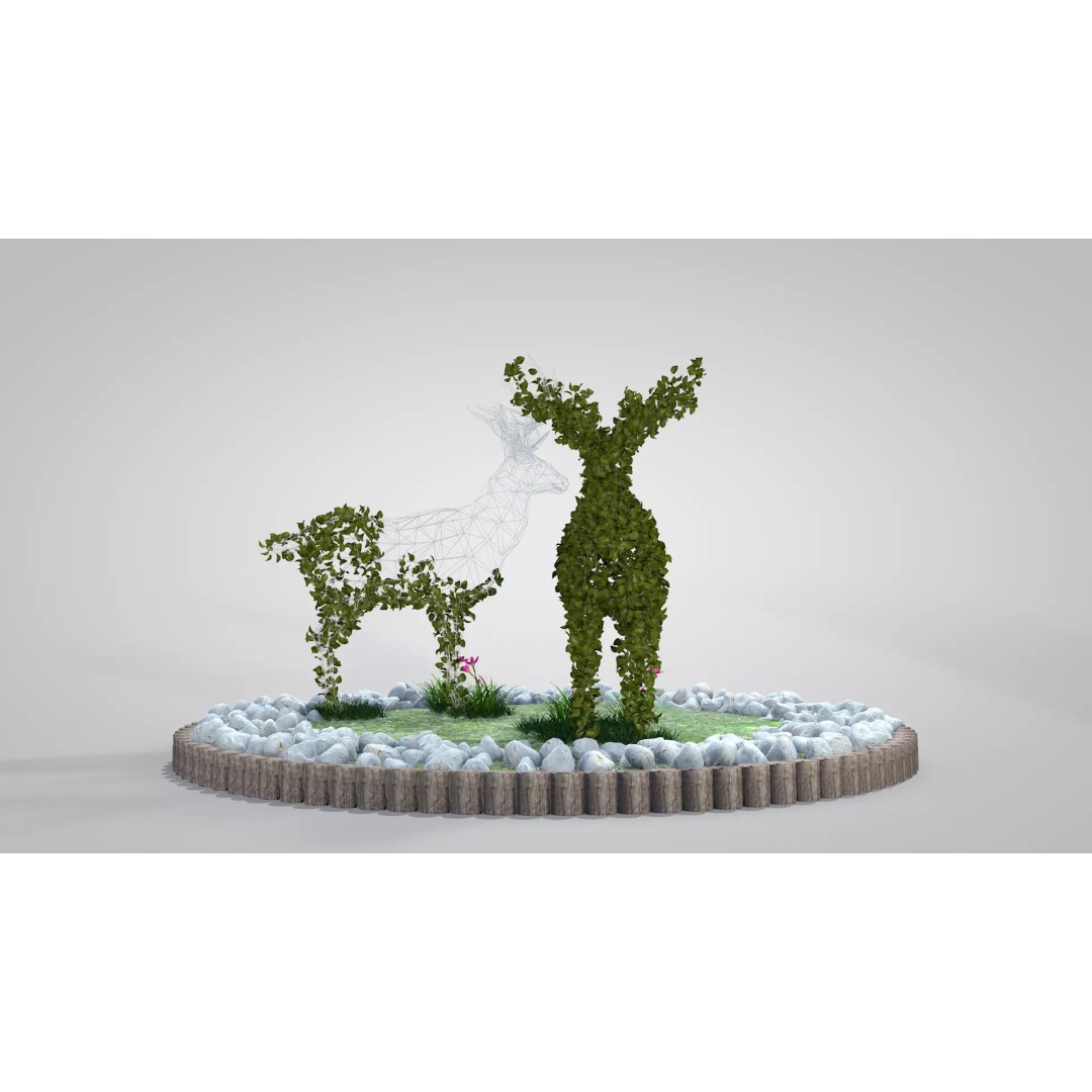 Deer Topiary 3D Model – PBR Textured Garden Asset, FBX, OBJ - View 13