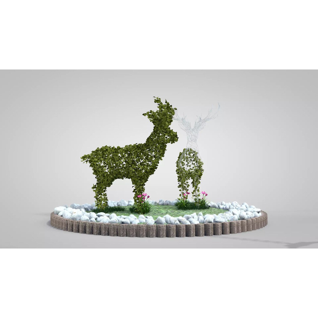 Deer Topiary 3D Model – PBR Textured Garden Asset, FBX, OBJ - View 14