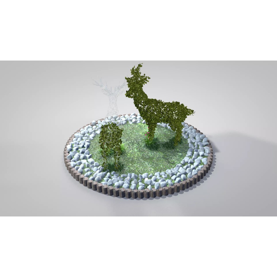 Deer Topiary 3D Model – PBR Textured Garden Asset, FBX, OBJ - View 16