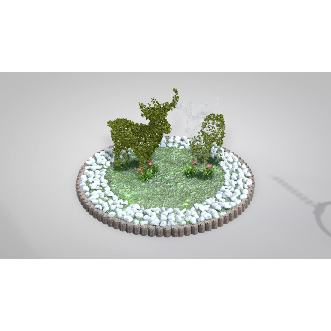 Deer Topiary 3D Model – PBR Textured Garden Asset, FBX, OBJ - View 2
