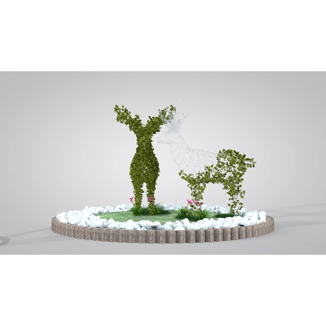 Deer Topiary 3D Model – PBR Textured Garden Asset, FBX, OBJ - View 5