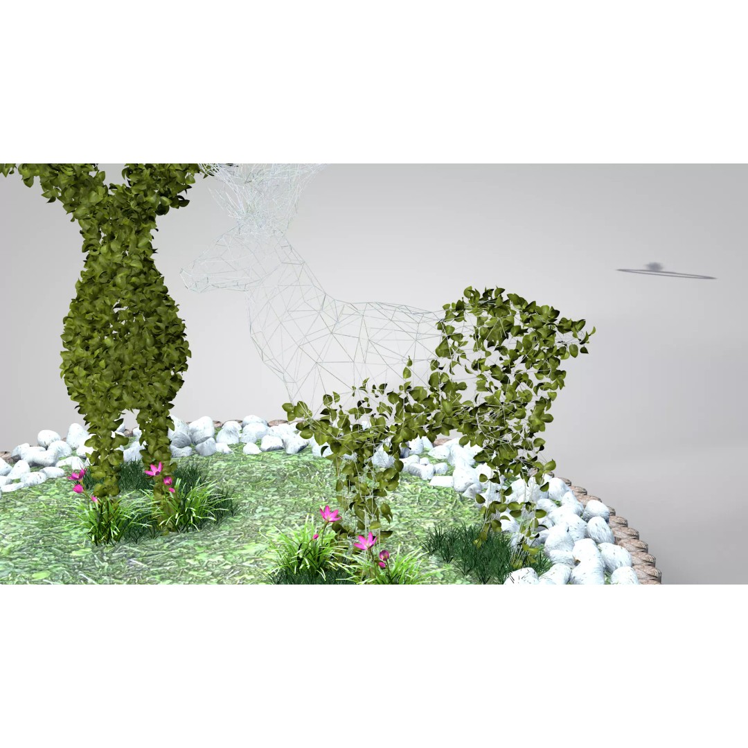 Deer Topiary 3D Model – PBR Textured Garden Asset, FBX, OBJ - View 8