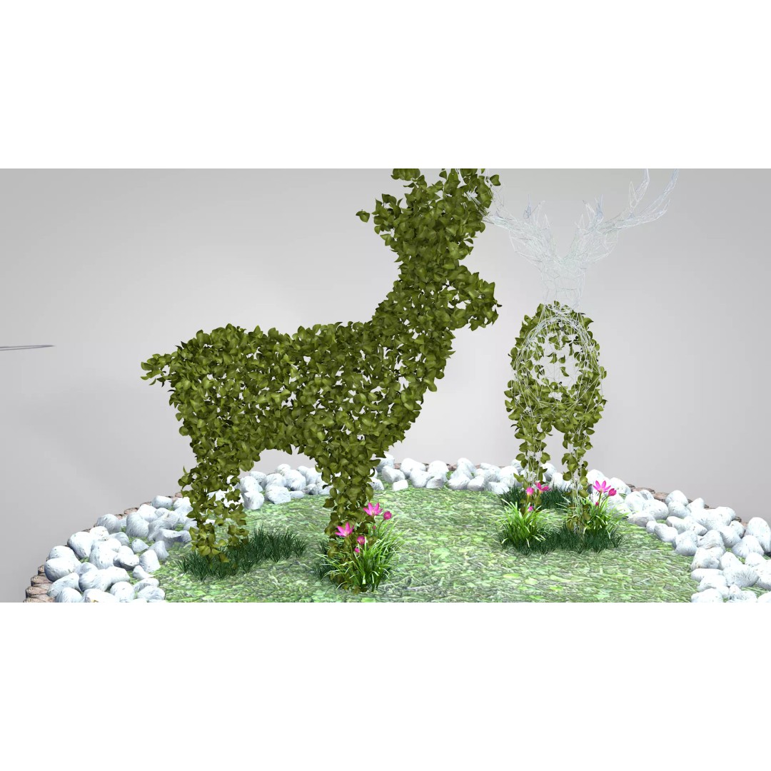 Deer Topiary 3D Model – PBR Textured Garden Asset, FBX, OBJ - View 9