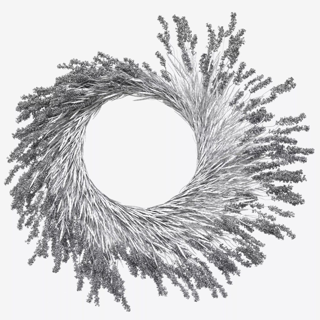 Lavender Wreath 3D Model – Decorative Floral Set with Candles, FBX - View 11