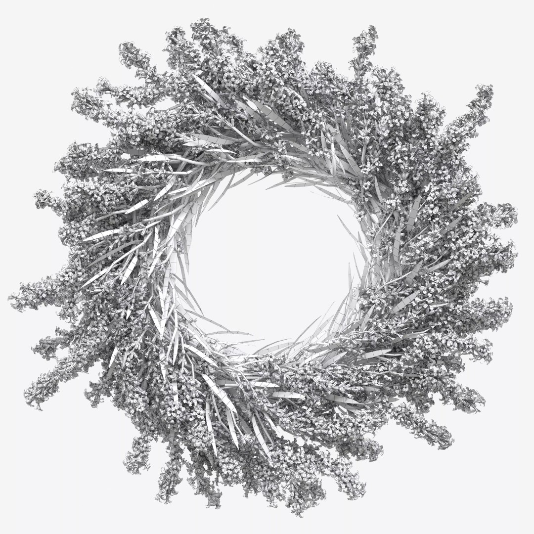 Lavender Wreath 3D Model – Decorative Floral Set with Candles, FBX - View 12