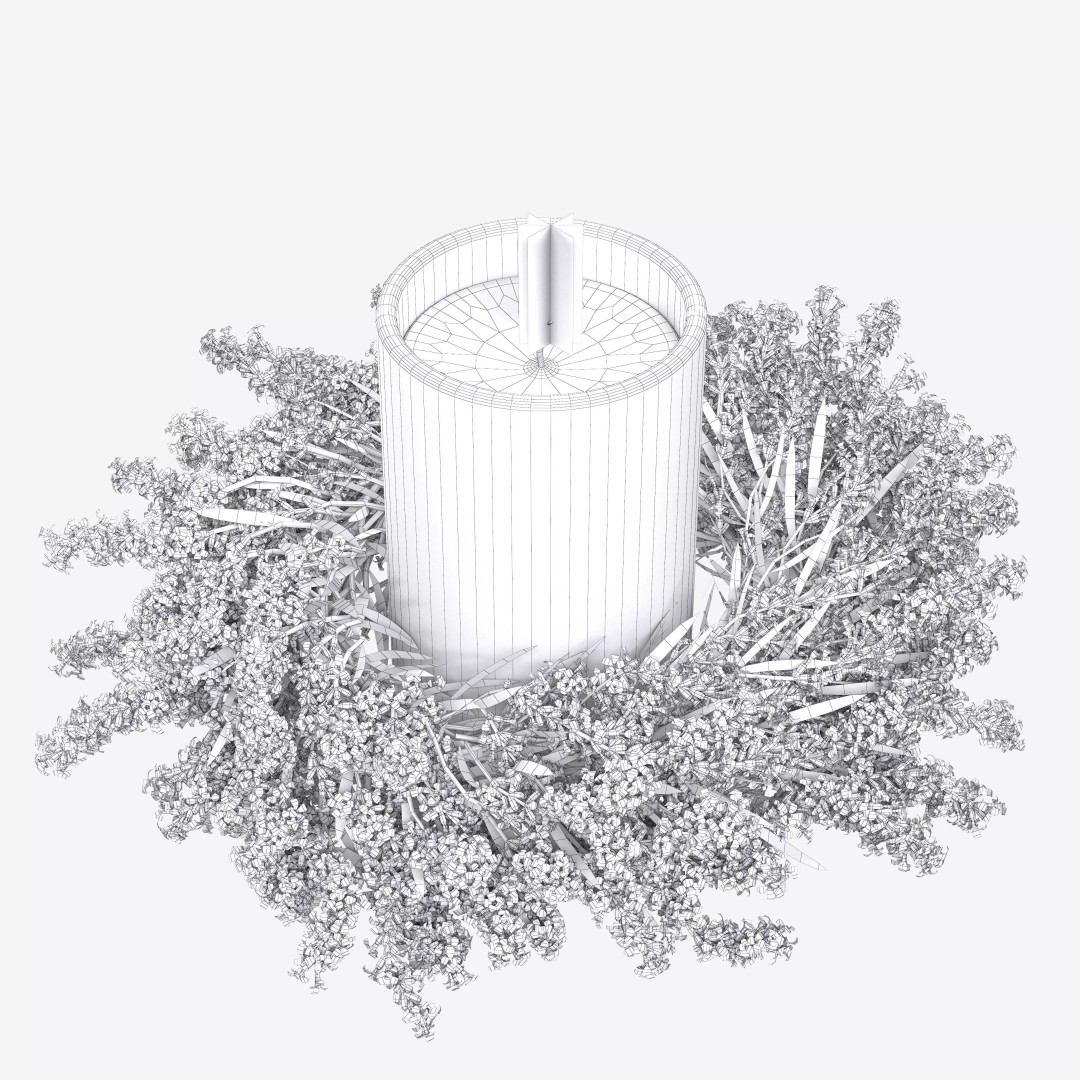 Lavender Wreath 3D Model – Decorative Floral Set with Candles, FBX - View 13